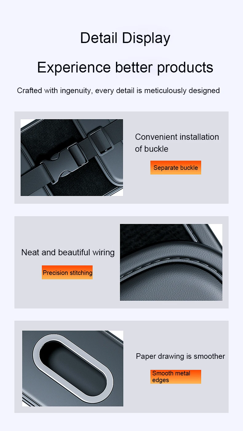 1 Stück Auto-Taschentuchbox, am Fahrzeug montierte Taschentuchbox, Auto-Taschentuchspender, multifunktionales elastisches Band aus Leder, für Mittelkonsole – Detail 7