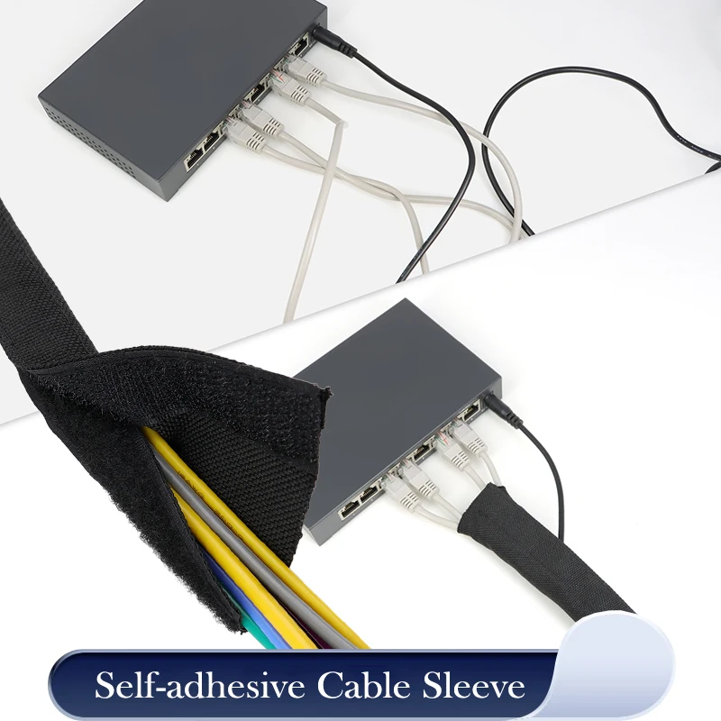 Reusable Self-adhesive PET Cable Sleeve 16 ~ 100mm  PVC Waterproof Velcro Harness Sheath Management Line Wrap Protect Organizer