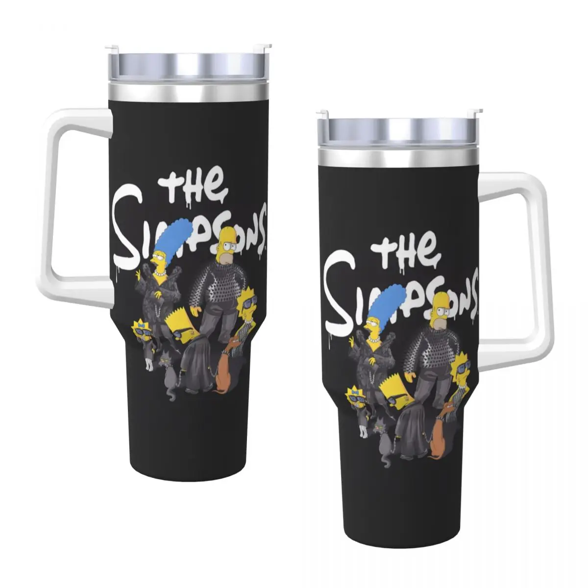 The Simpsons TV Poster Stainless Steel Tumbler Driving Car Mugs Large Thermal Mug Keep Heat Hot Drinks Milk Tea Water Bottle