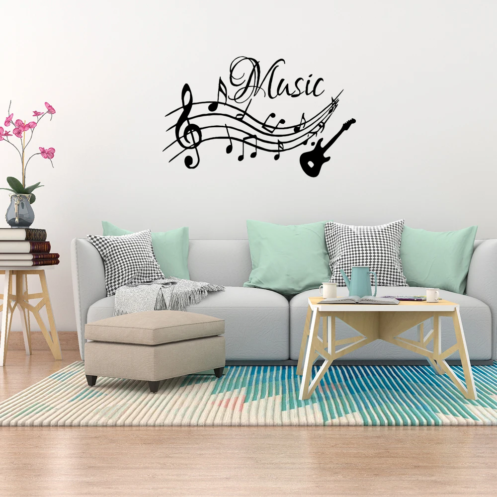 1 pc pretty music Beating notes Nursery Wall Stickers For Kids Room Living Room Home Decor Diy Home Decoration Waterproof Decal