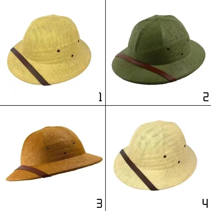 Parent-child Summer Straw Helmet Pith Sun Hats For Child Women Vietnam War Army Dome Hat Safari Jungle Miners British Cap