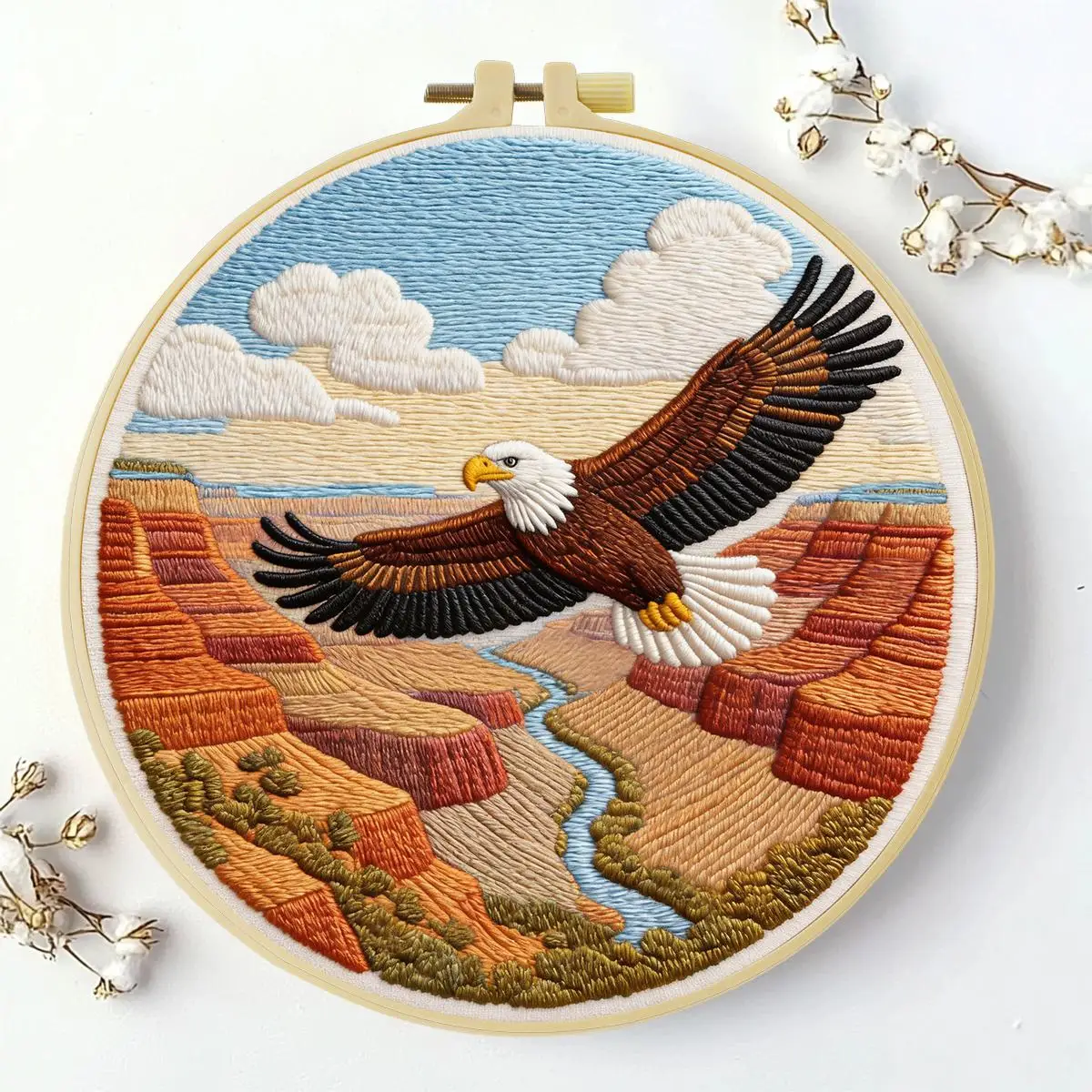 1 Stück 20X20CM/15X15CM 7,87/6,3 Zoll Adler-Stickerei-Starter-Kit DIY-Kit DIY-Stickerei-Set Handarbeiten Nähkunst – Detail 1