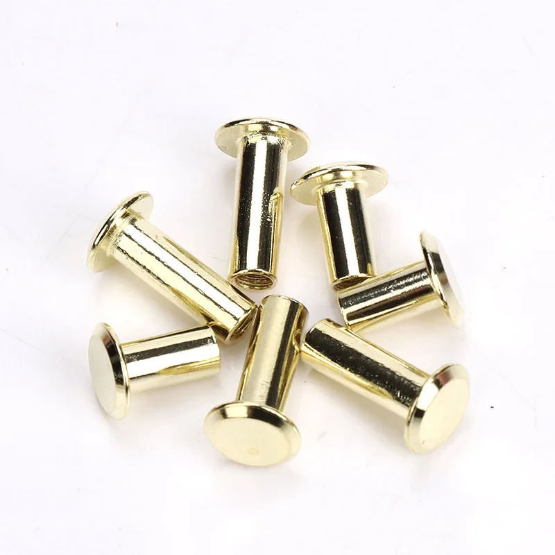 10pcs Metal Light Gold Binding Chicago Screws Nails Long Studs Rivets Leather Craft Hardware Accessories Rod Length 4~125mm