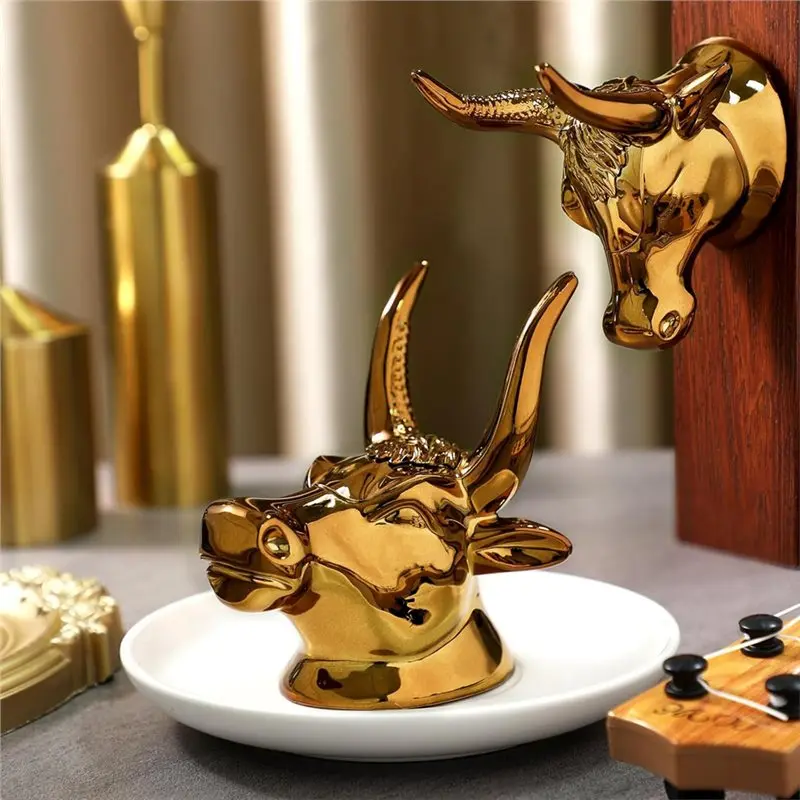 【SPECIAL】2 Pcs Bull Guitar Wall Mount Guitar Wall Mounted Rack Gold Bull Art Ukulele Hook Stand For Electric Guitar Storage