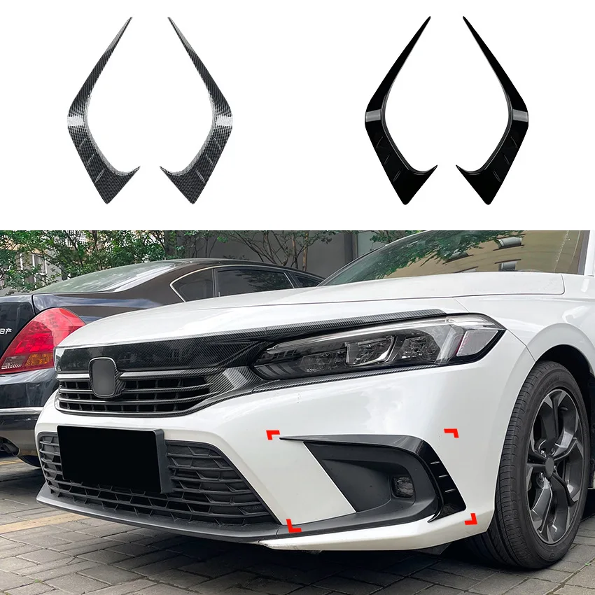 

Front Bumper Air Vent Cover Trim For Honda Civic 11th 2021+ Gloss Black/Carbon Fiber Look Intake Frame Spoiler Splitter