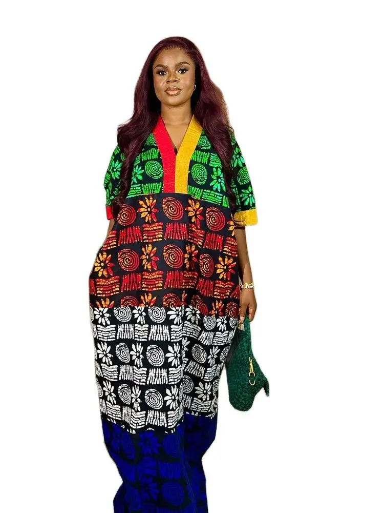 

Ankara Printed 100% Cotton Ankara Women Traditional Wedding Party Clothing For Senegal Dashiki Robe Boubou Clothing Dress