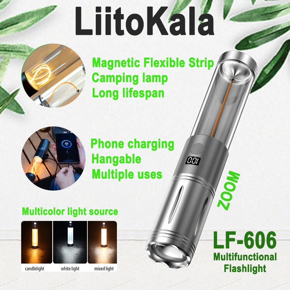 

LiitoKala LF-606 Outdoor Camping Rechargeable Bright Multifunctional Flashlight