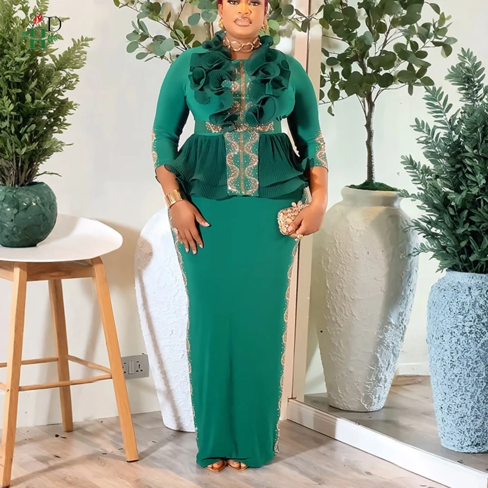 

H&D 2026 Dashiki African Clothes for Women Diamond Evening Gown Plus Size Turkey Wedding Party Long Dresses African woman boubou