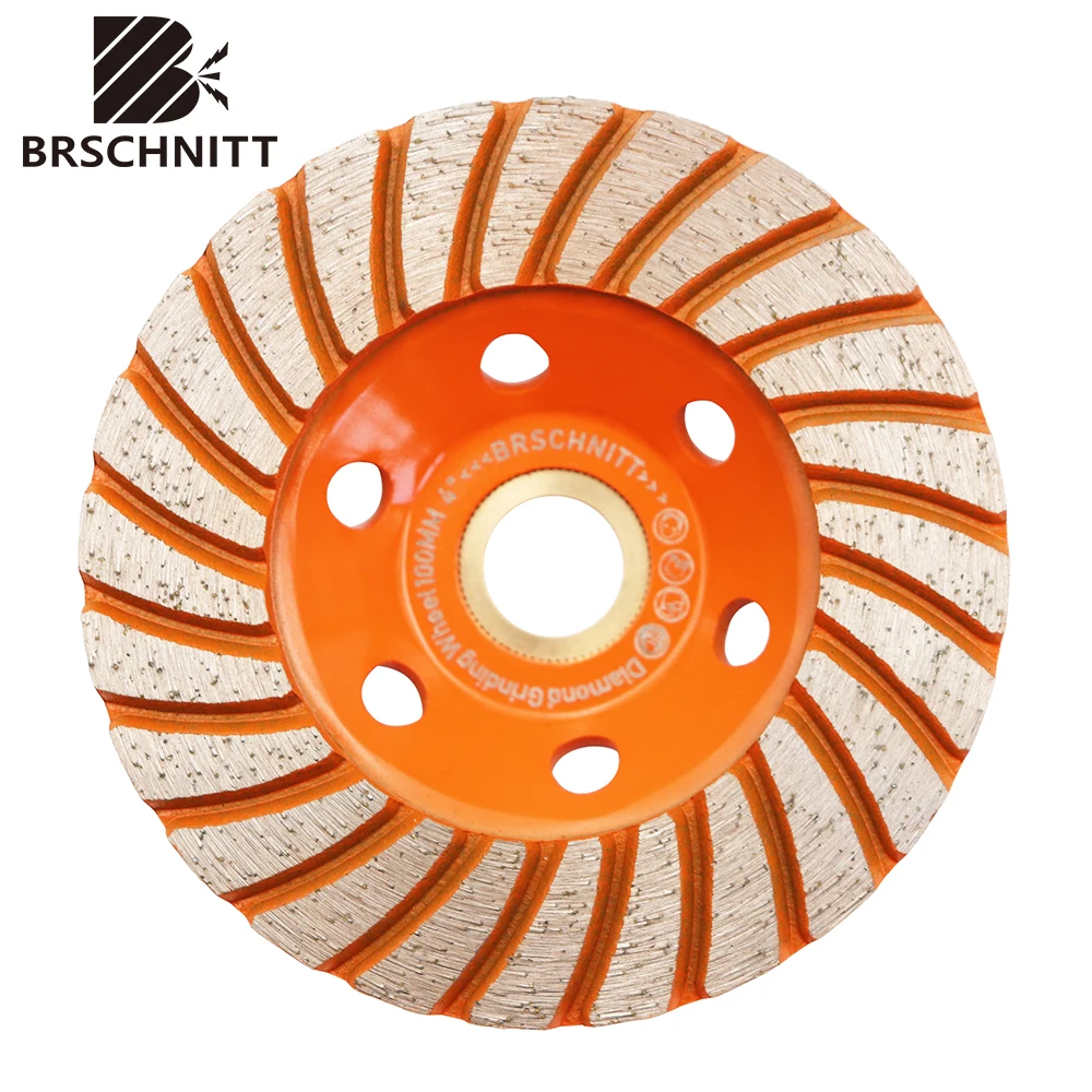 Brschnitt-diamond Grinding Wheels Polimento de Concreto Alvenaria Granito Mármore Turbo Hole Saw Roda Sinterizada 100 mm Diâmetro
