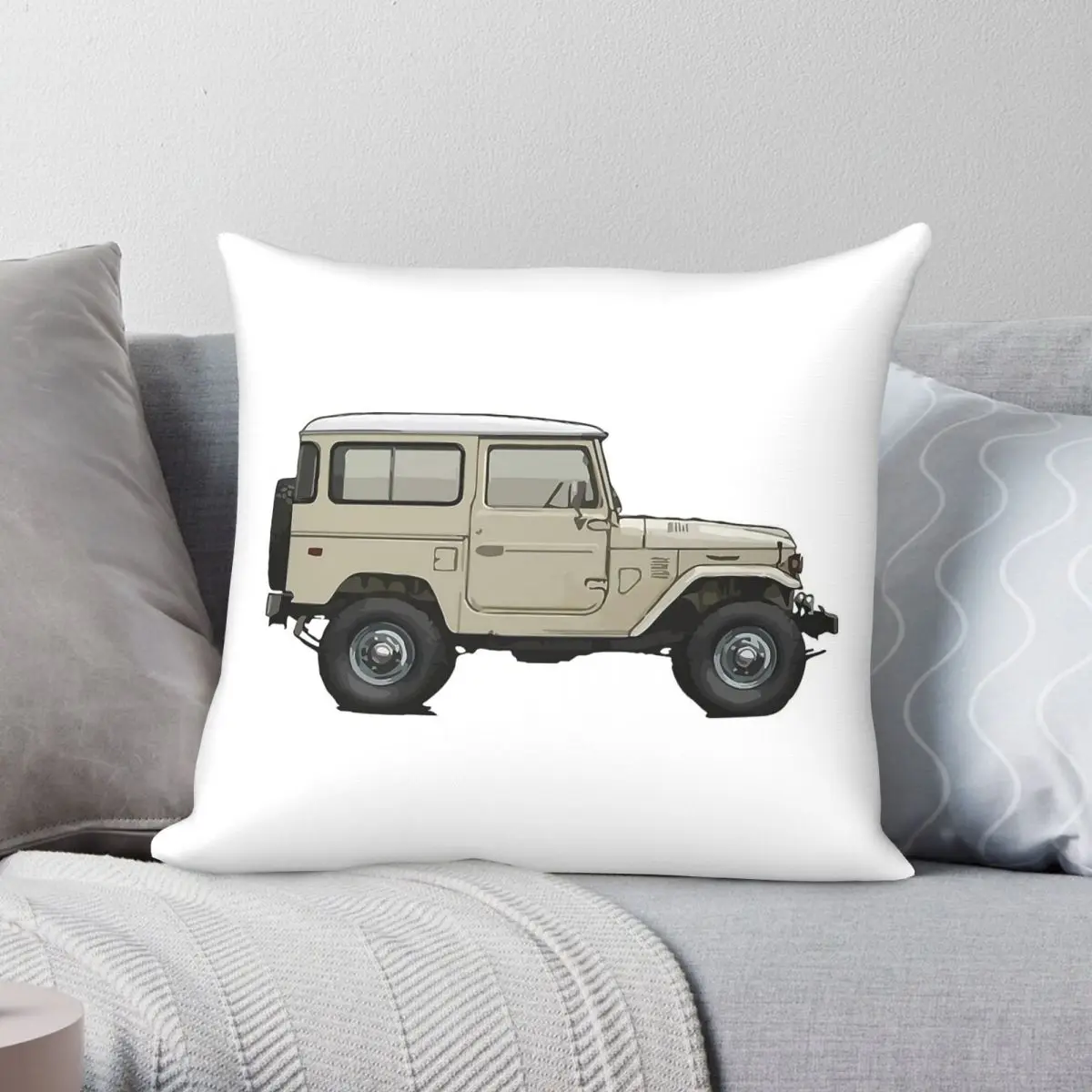 FJ40 Land Cruiser Square Pillowcase Polyester Linen Velvet Pattern Zip Decorative Throw Pillow Case Sofa Cushion Cover