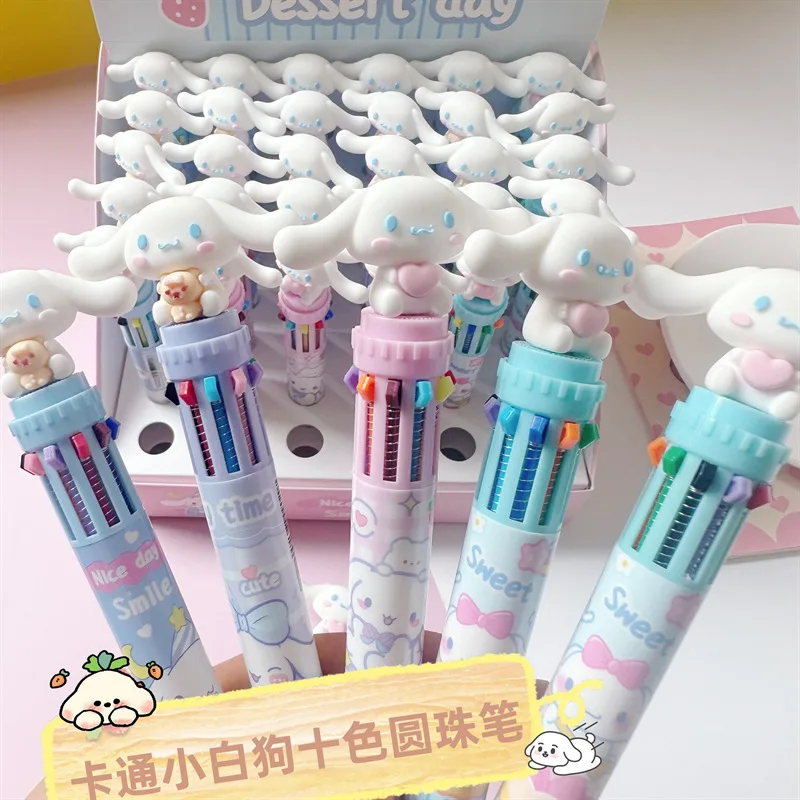 36 Pcs/Box Sanrio 10 Colors Ball Point Pen Cinnamoroll Multicolor Neutral Pens Students Kids Schools Draw Stationery Supplies