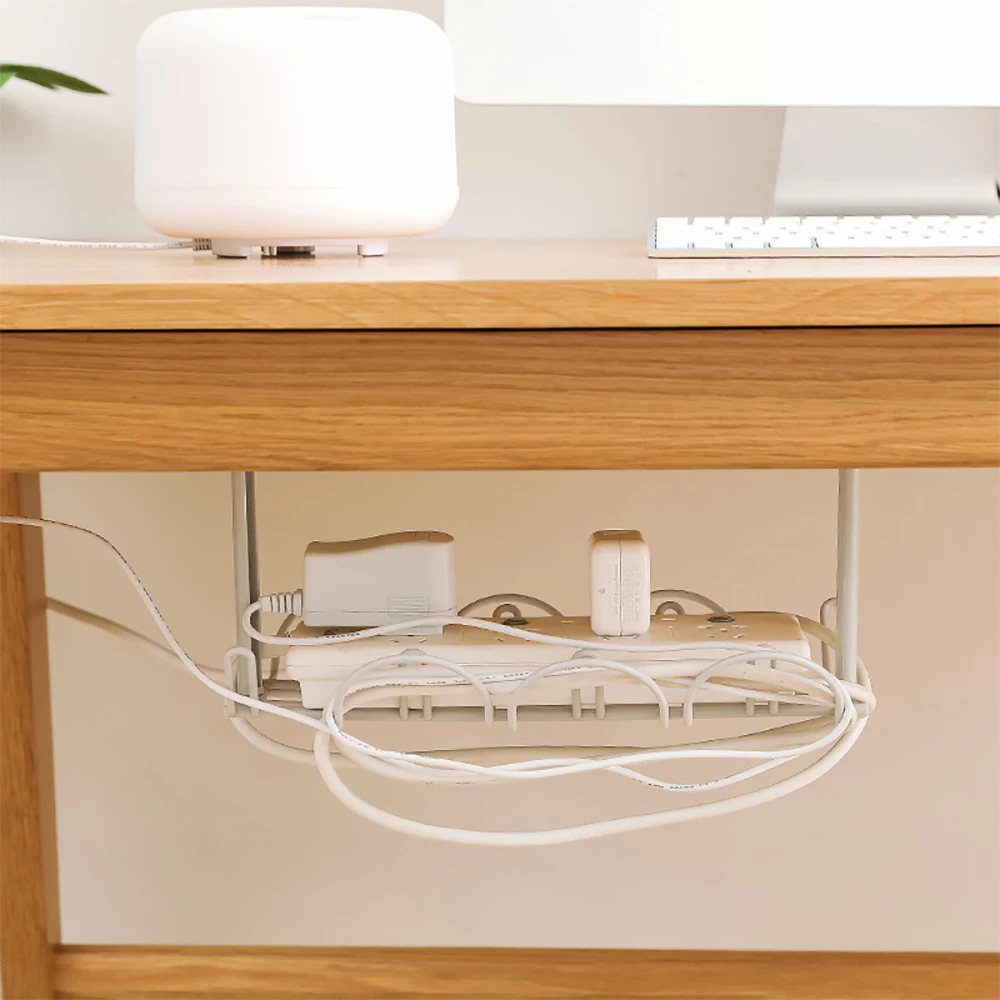 Under Table Storage Rack Cable Shelf Table Bottom Socket Holder Hanging Rack Line Finishing Office Desk Wire Organizer