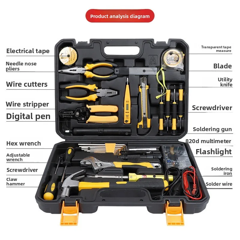 Multifunctional Hardware Tool Kit Household Electrician Auto Repair Tool Box Portable Vehicle Mounted Combination Tools Set