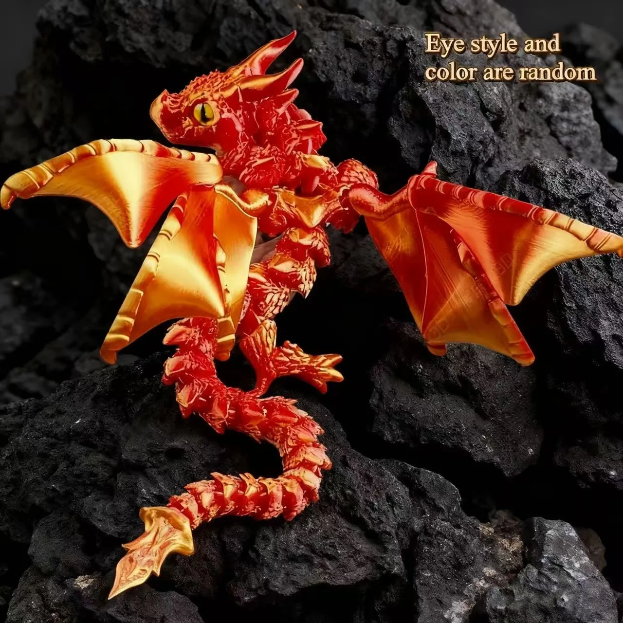 3D-Gedruckter Magischer Drache mit Flügeln Bewegliche Gelenke Fidget-Spielzeug Drehbares Gelenk-Ornament für Büro Schreibtisch-Dekoration Geschenk für Erwachsene und Kinder