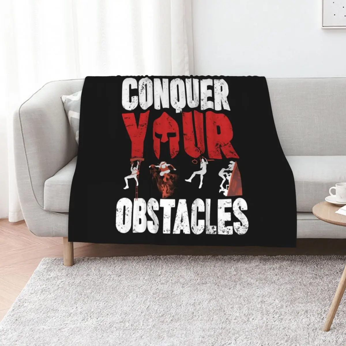 Spartan Conquer Your Obstacle Throw Blanket For Decorative Sofa Moving blankets ands Furry Custom Bed Fashionable Blankets