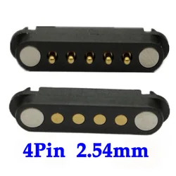 1sets 2A 4 Pin Waterproof DC Magnetic Pogo Pin Connector Male Female Spacing 2.54mm Spring Loaded DC Power Socket