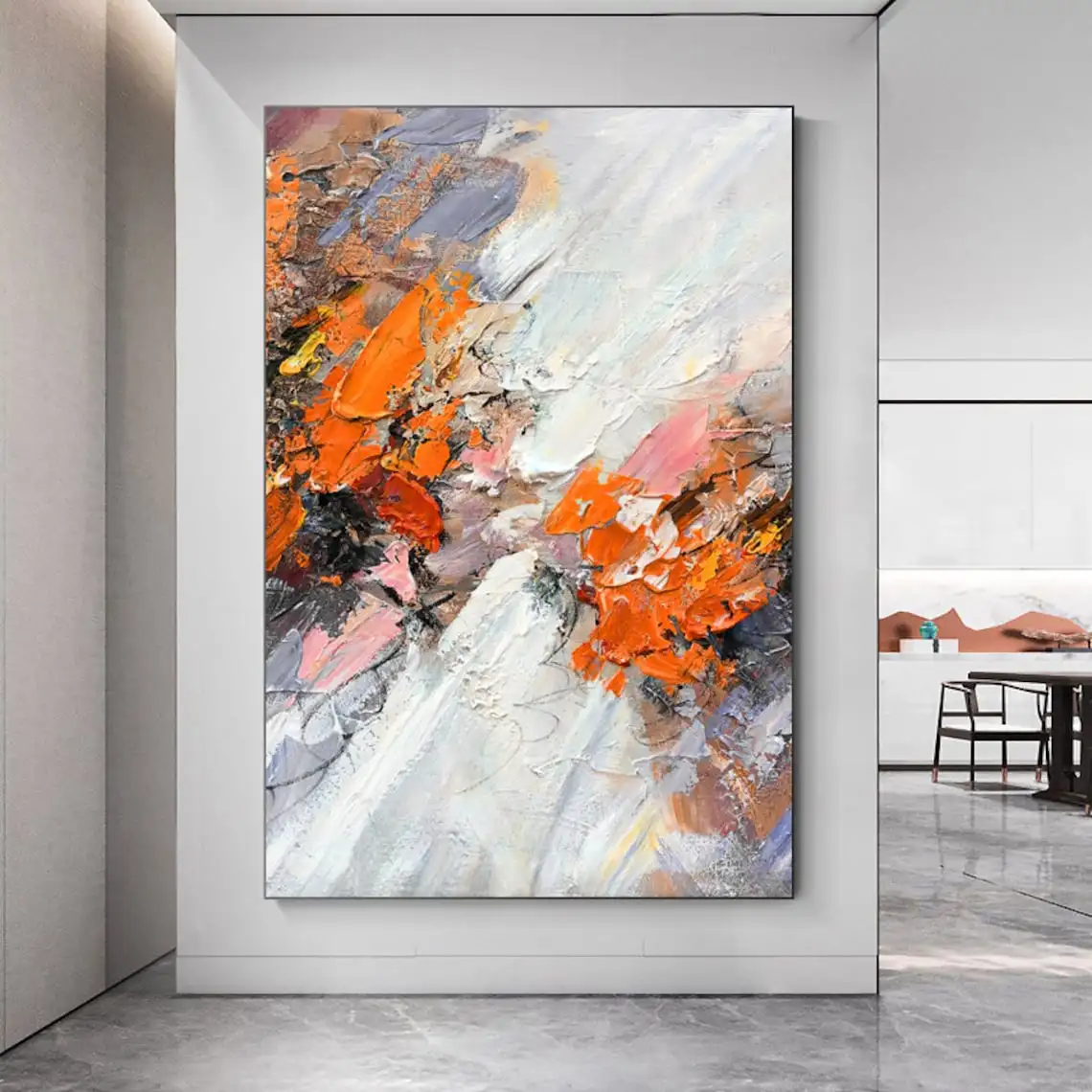 Orange Wall Art Large Scale Pure Hand-painted Thick Oil Painting Abstract Handmade Painted On Canvas Modern Floor Decoration