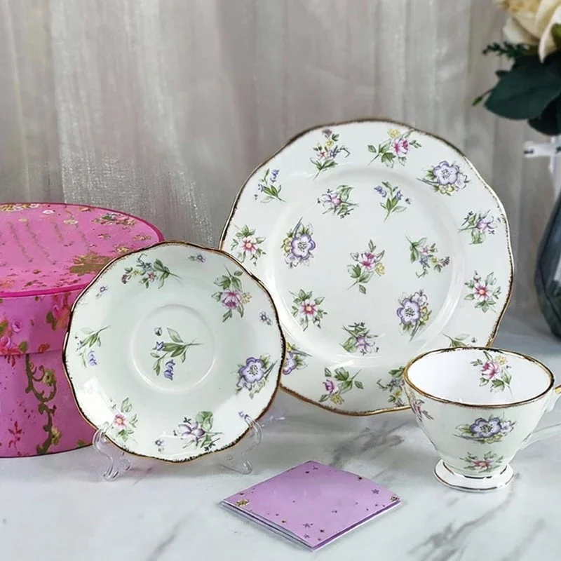 Afternoon Snack Plate Cup And Saucer Three-Piece Set Bone China Coffee Set Office Tea Room Home Use