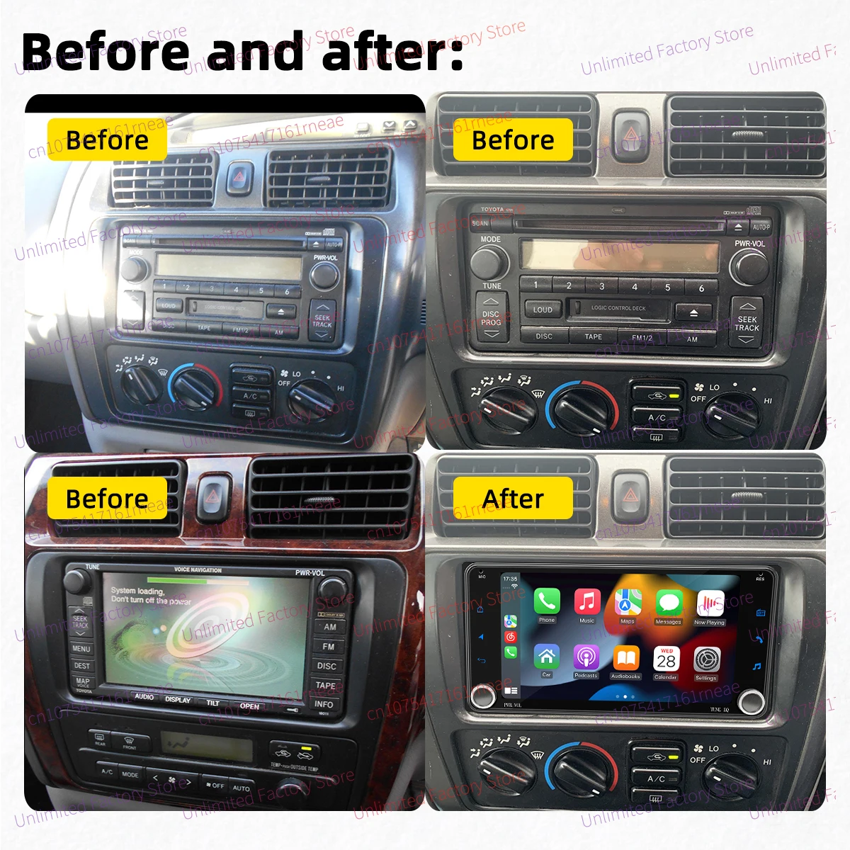 شاشة 7 بوصة لاسلكية Carplay لتويوتا أفالون 2000-2004 Autoradio أندرويد سيارة الوسائط المتعددة 2 Din راديو GPS BT WIFI رئيس وحدة ستيريو #2