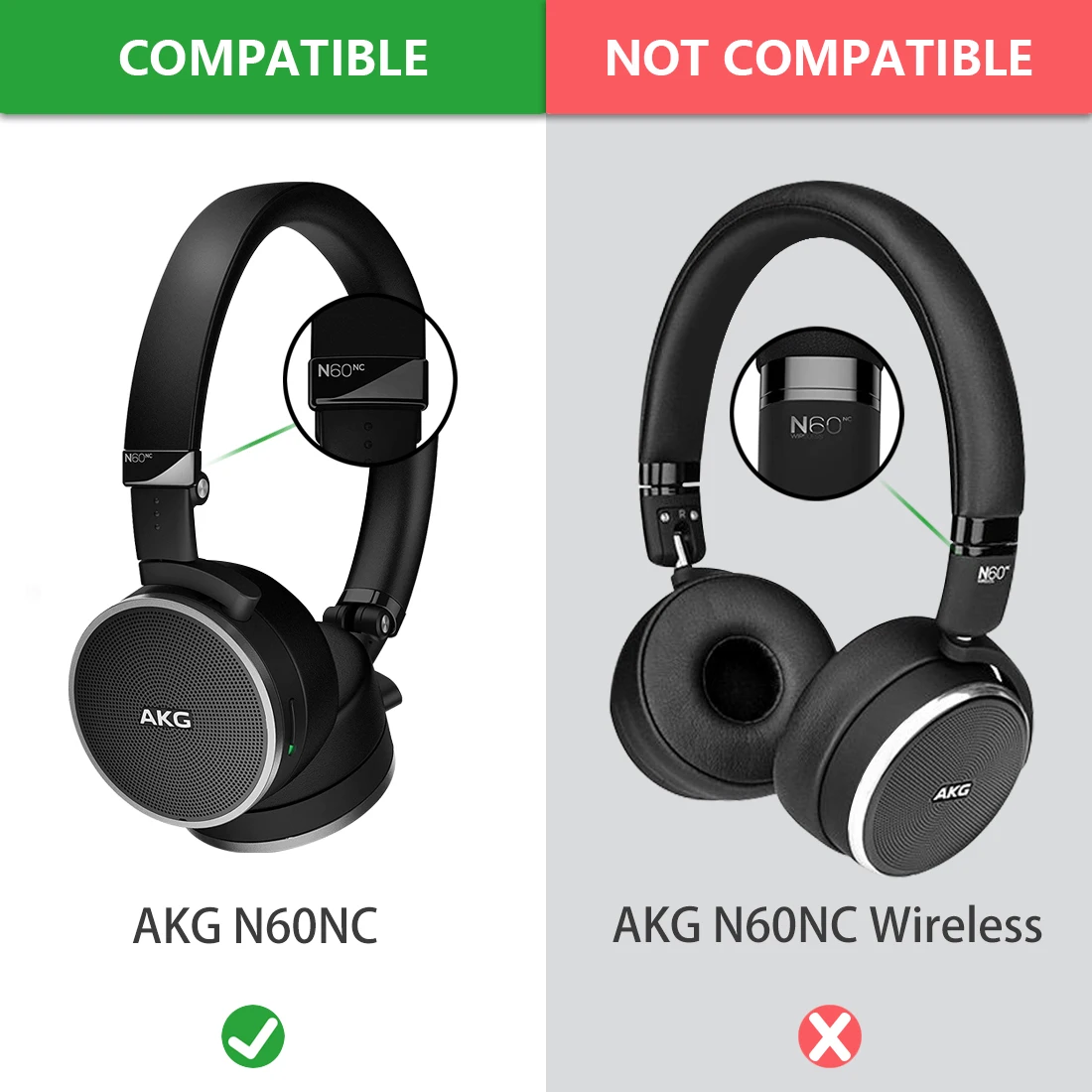 Geekria-AKG N60NC 무선 헤드셋용 이어패드, 교체용 헤드폰, 단백질 가죽, 이어 패드 커버 쿠션, 폼 이어머프
