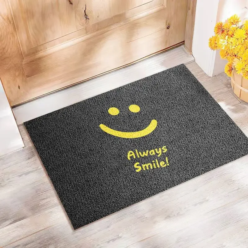 Door Floor Mat Pvc Silk Ring Foot Mat Door Mat Porch Change Insole Carpet Rubbing Dust Dust Non-slip Cute Smiley Face