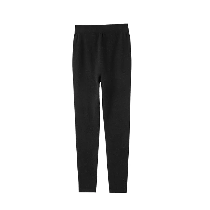 100% Kasjmier Vrouwen Legging Elasticiteit Slanke Broek Lente Herfst Winter Basic Leggings Zachte Warme Kasjmier Breien Dieptepunt Broek