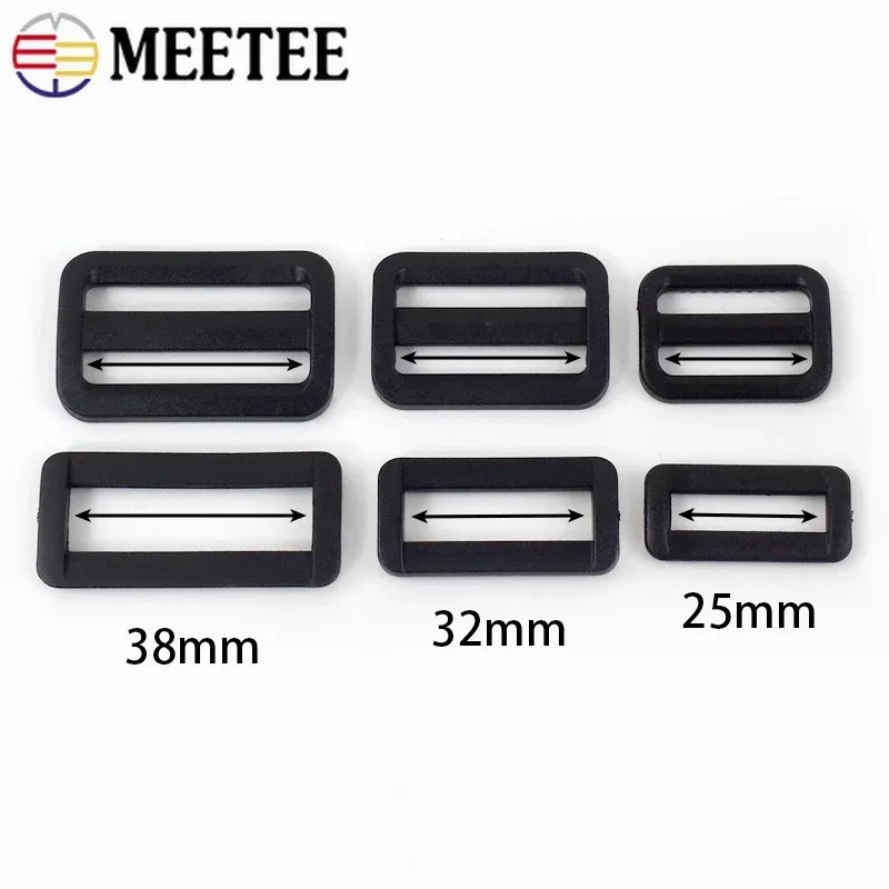 Meetee 10/20Pcs Plastic Tri-Glide Buckles 25/32/38mm O D Ring Bag Strap Adjust Clasp Webbing Connector Hook Dog Collar Accessory