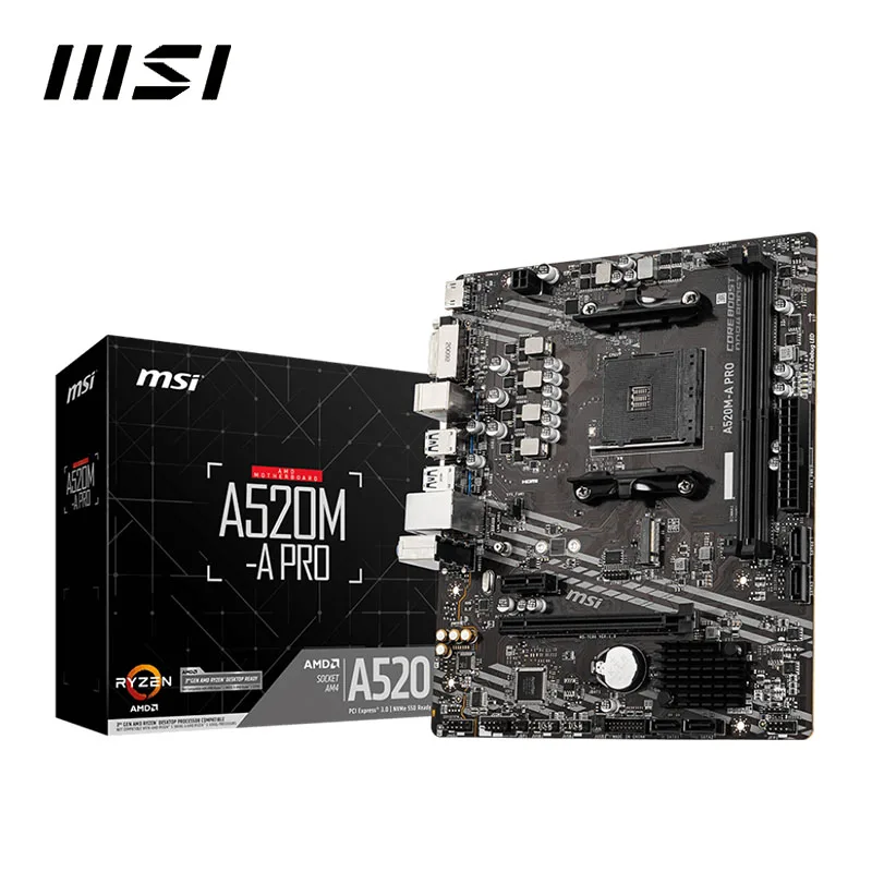 MSI A520M A PRO + AMD Ryzen 3 Ryzen 5 Athlon CPU Motherboard Suit Socket AM4 All but without cooler - view 3