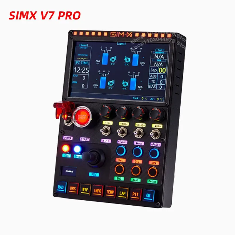 SIMX 7-inch Instrument RGB Central Control Box PRO Version Racing Simulator Control Box For Thrustmast Simagic MOZA Logitech