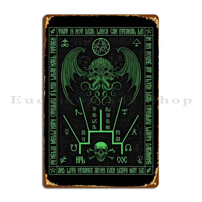 Cthulhu Schema Azhmodai 2021, Metallschild, Wandschild, Designs, Wohnzimmer, Kino, Plaketten, Blechschild, Poster