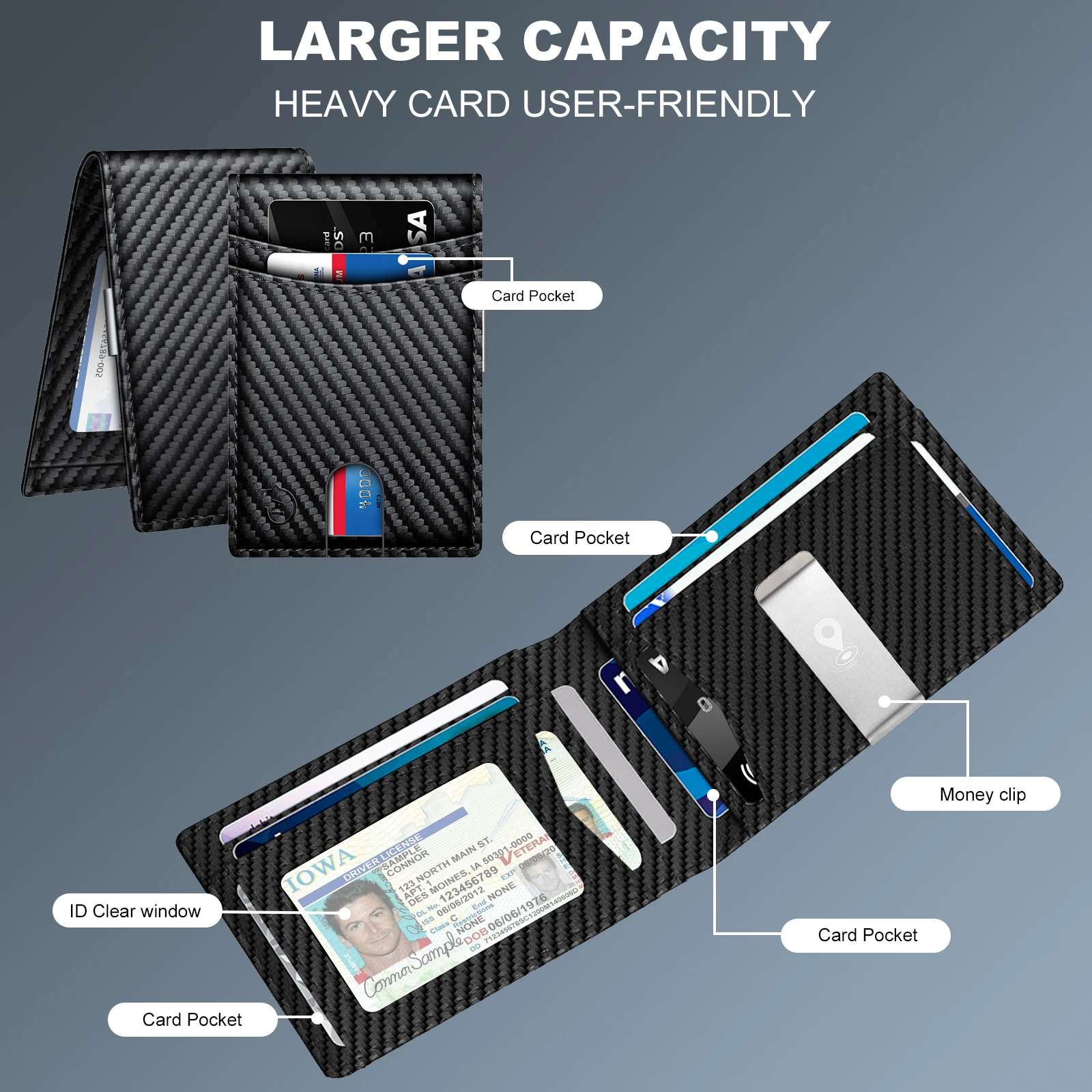 Men Wallet  Slim Card Wallet Man Wallet  Business Wallet Money Clip Wallet Lots of Cards For Christmas Men Gift Birthday Gift