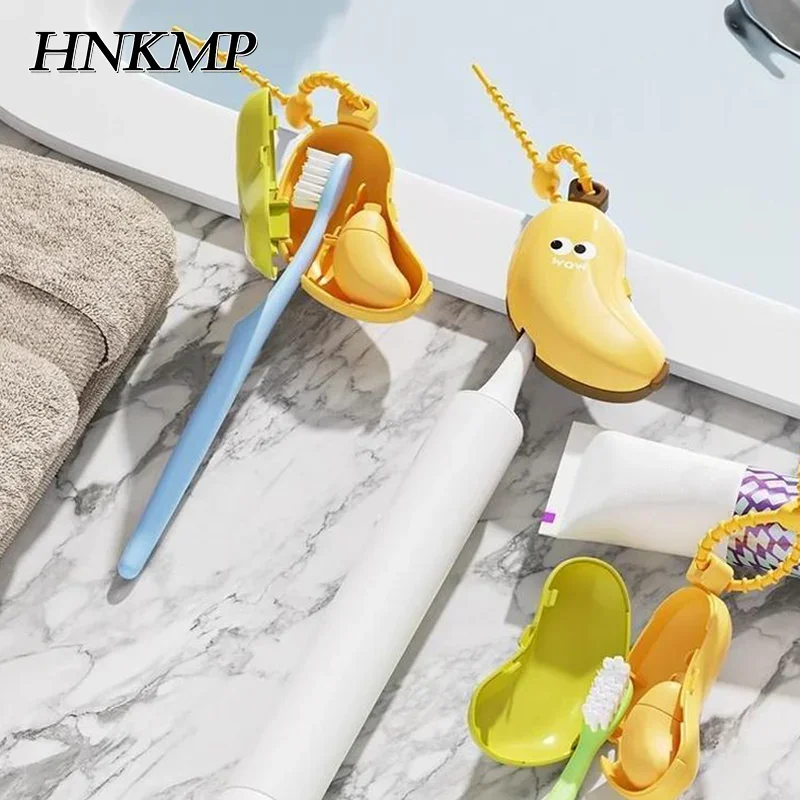 

Banana Toothbrush Head Protective Cover With Toothpaste Compartment Toothbrush Dust Clamp Portable Travel Style Storage Box
