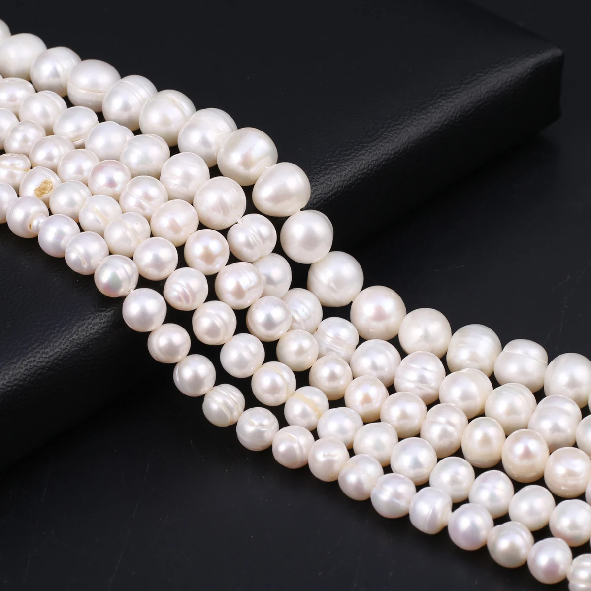 100% Natural Freshwater White Pearl A,AA Nearly Circular Oval Loose Spacing Bead Jewelry Making DIY Necklace Earrings Bracelet