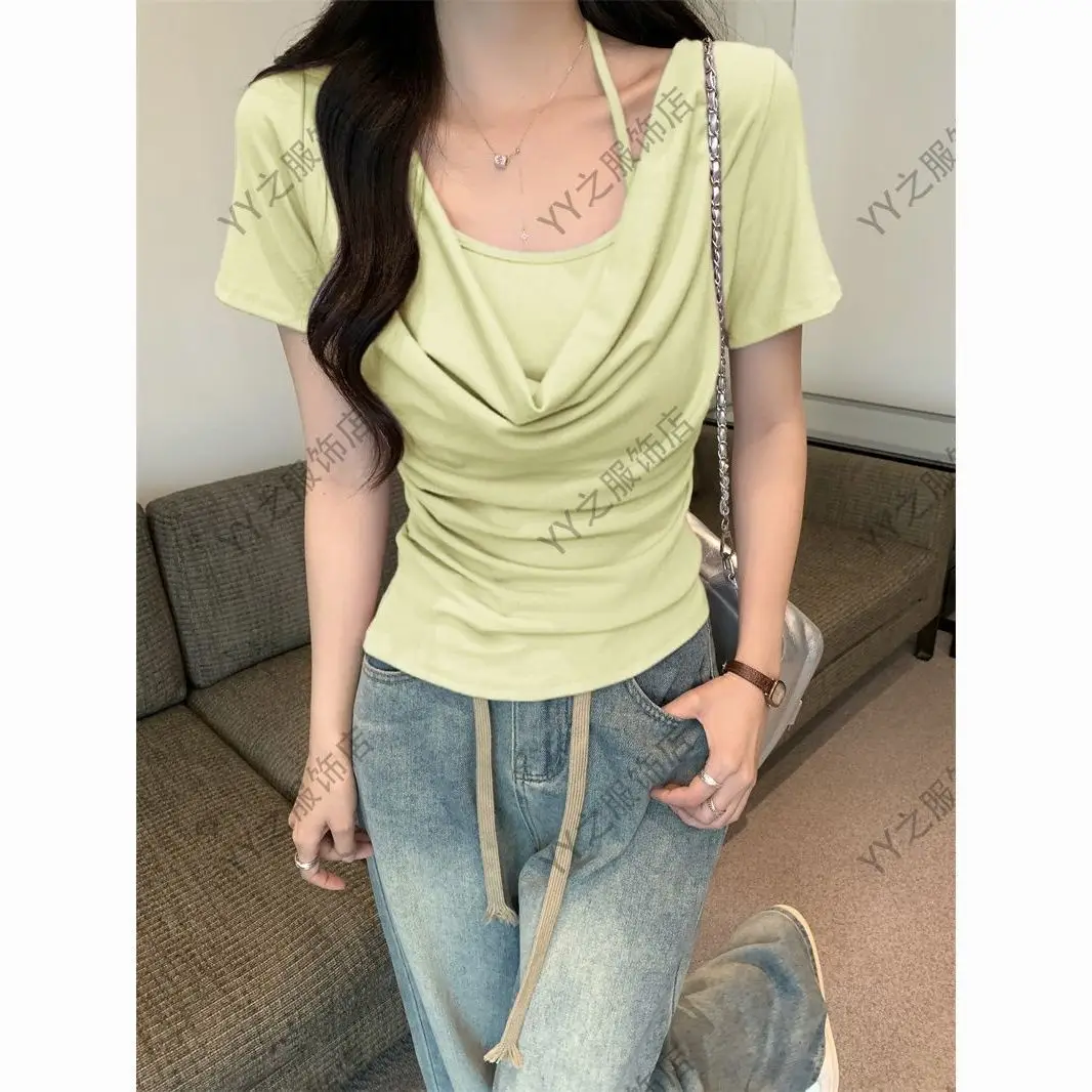 

Relaxed Neutral Short Sleeve T-Shirts Women Comfortable Lightweight Cotton Simple Casual Summer Aesthetic Streetwear Trendy