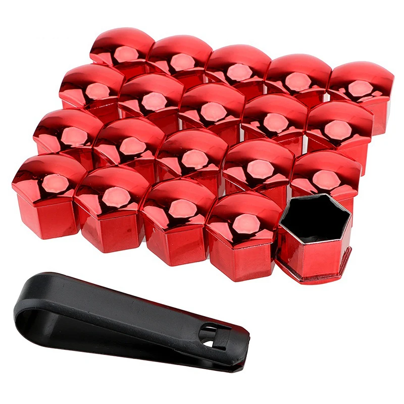 17mm/19mm/21mm 20 Stuks Auto Wielmoer Caps Bescherming Covers Caps Auto hub Schroef Cover Zwarte Autoband Bout Moer Cap Band Decoratie - afbeelding 1