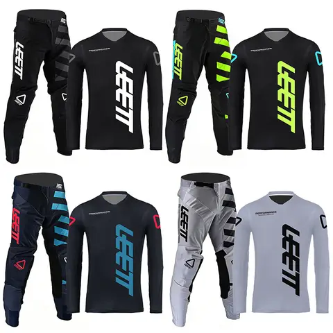 2026 leett motocross gear set adult man woman black Enduro Off-road customization thick racing jersey and pants Name and Number