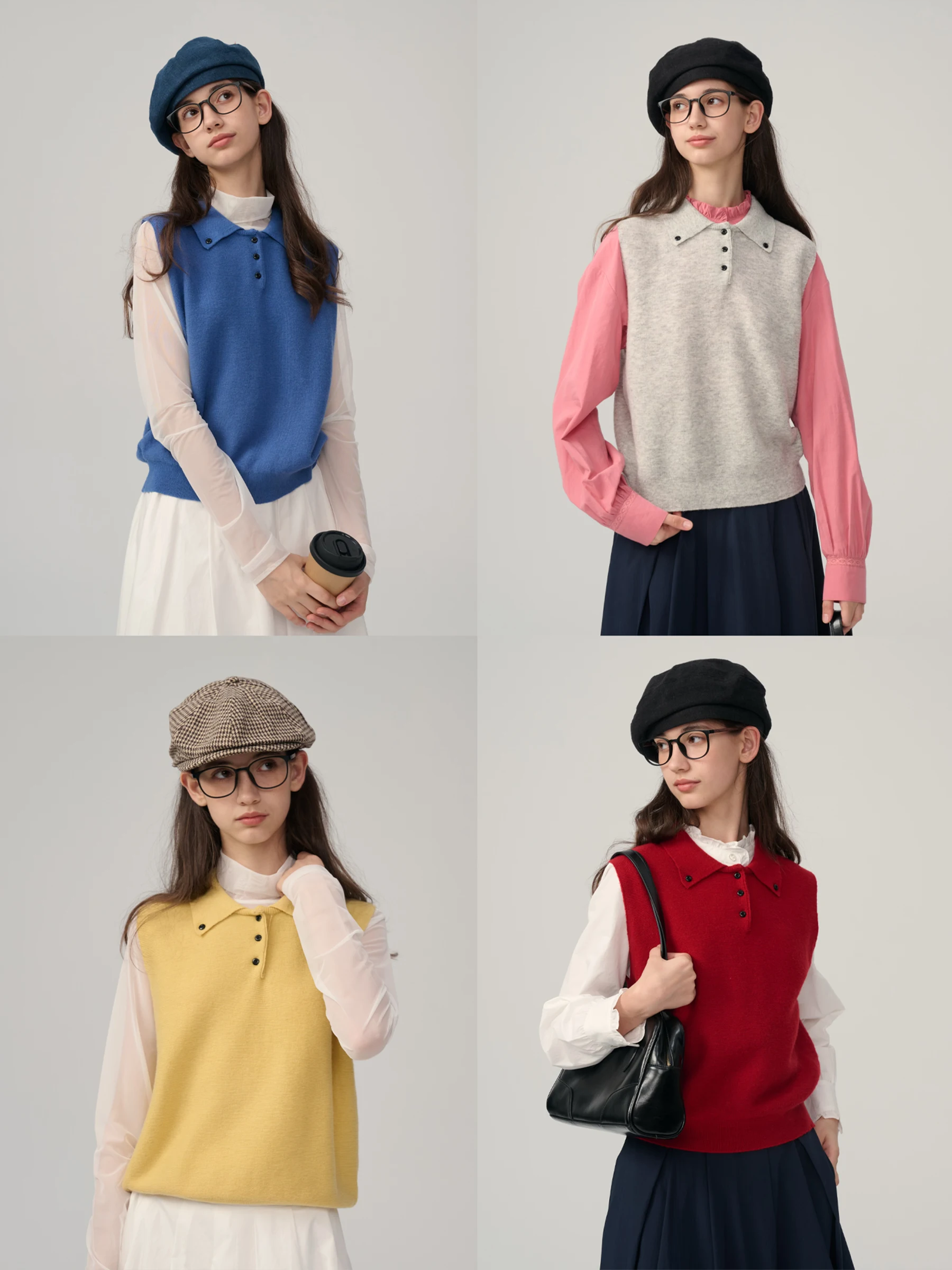 

French Sle Knitted Wool Blend Ne Pullover Women's Top Svel Vest Soft Casual Wear for Autumn Season