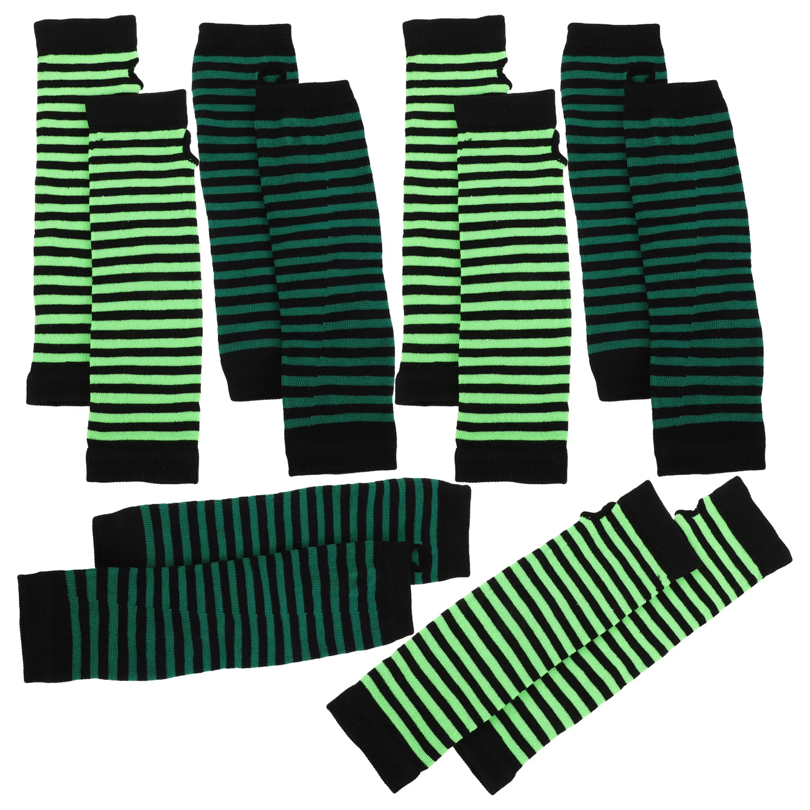 

6Pairs Striped Fingerless Gloves Women Long Arm Knit Warmers Half Finger Gloves Driving Costume Accessories Half Mittens Women