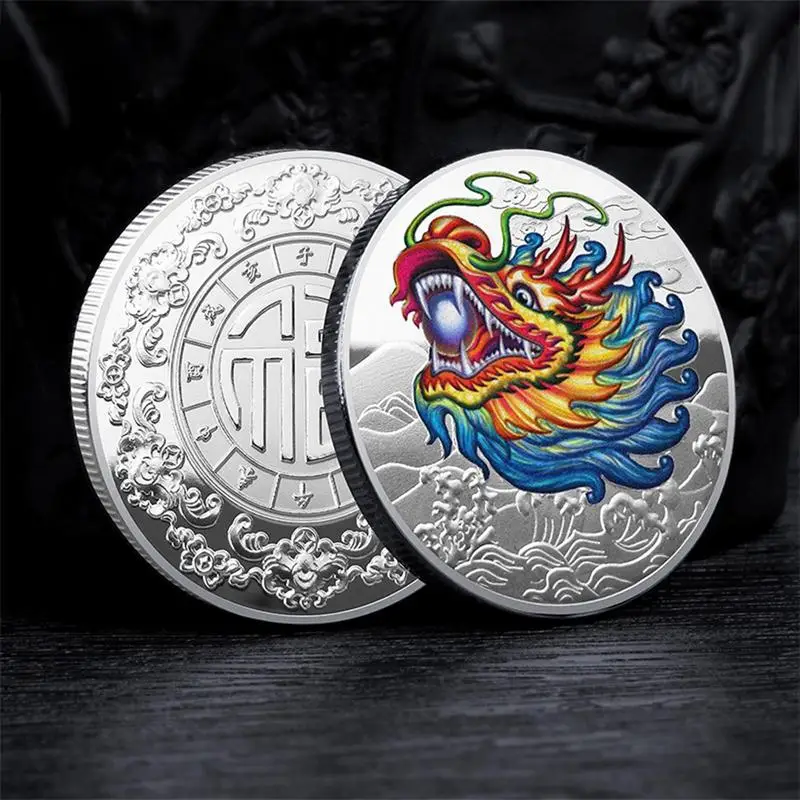 Chinese Mythical Beasts Coins Collectibles Dragon Coin Zodiac Commemorative 2024 New Year Lucky Coin