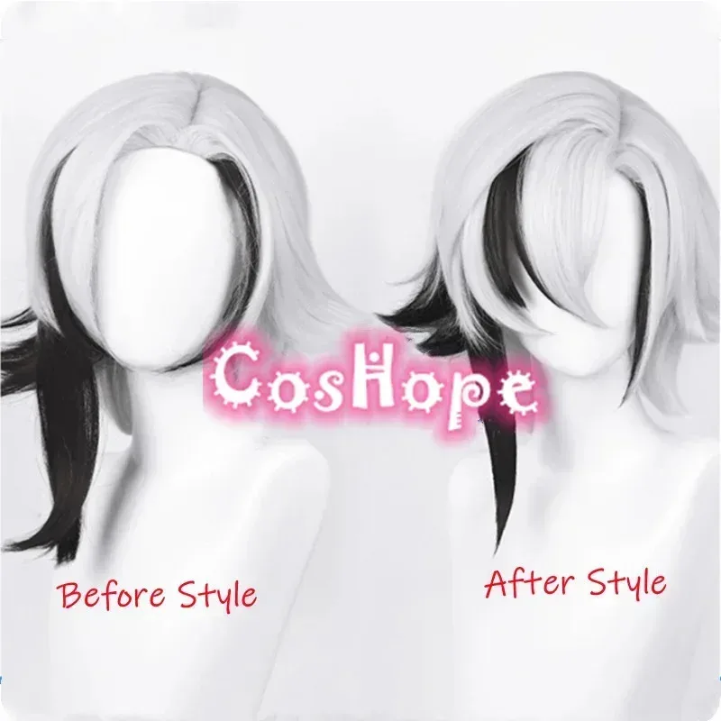 Arlecchino Косплей Парик Knave Fatui Косплей Белый Черный Парик Аниме Косплей Парики Термостойкий Синтетический Парик