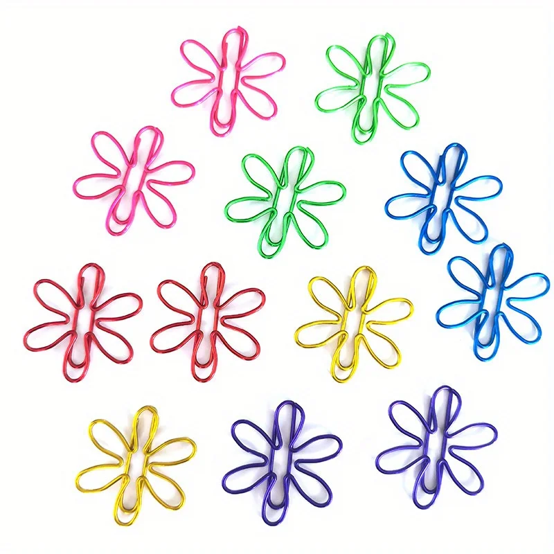 12pcs Meters Colorful Paper Clips, Multifunctional Iron Bookmark & Paper Clamp, Office Supplies, Ideal Gift for School