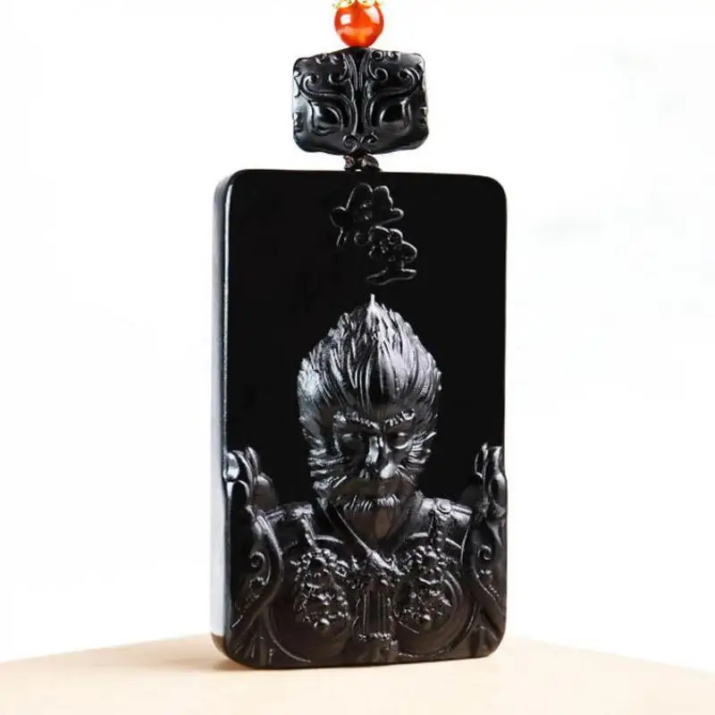 

Natural Nephrite Black Hetian Jade Black Myth: Wukong Pendant Necklace Men Women Healing Gemstone Fine Jewelry Lucky Amulets