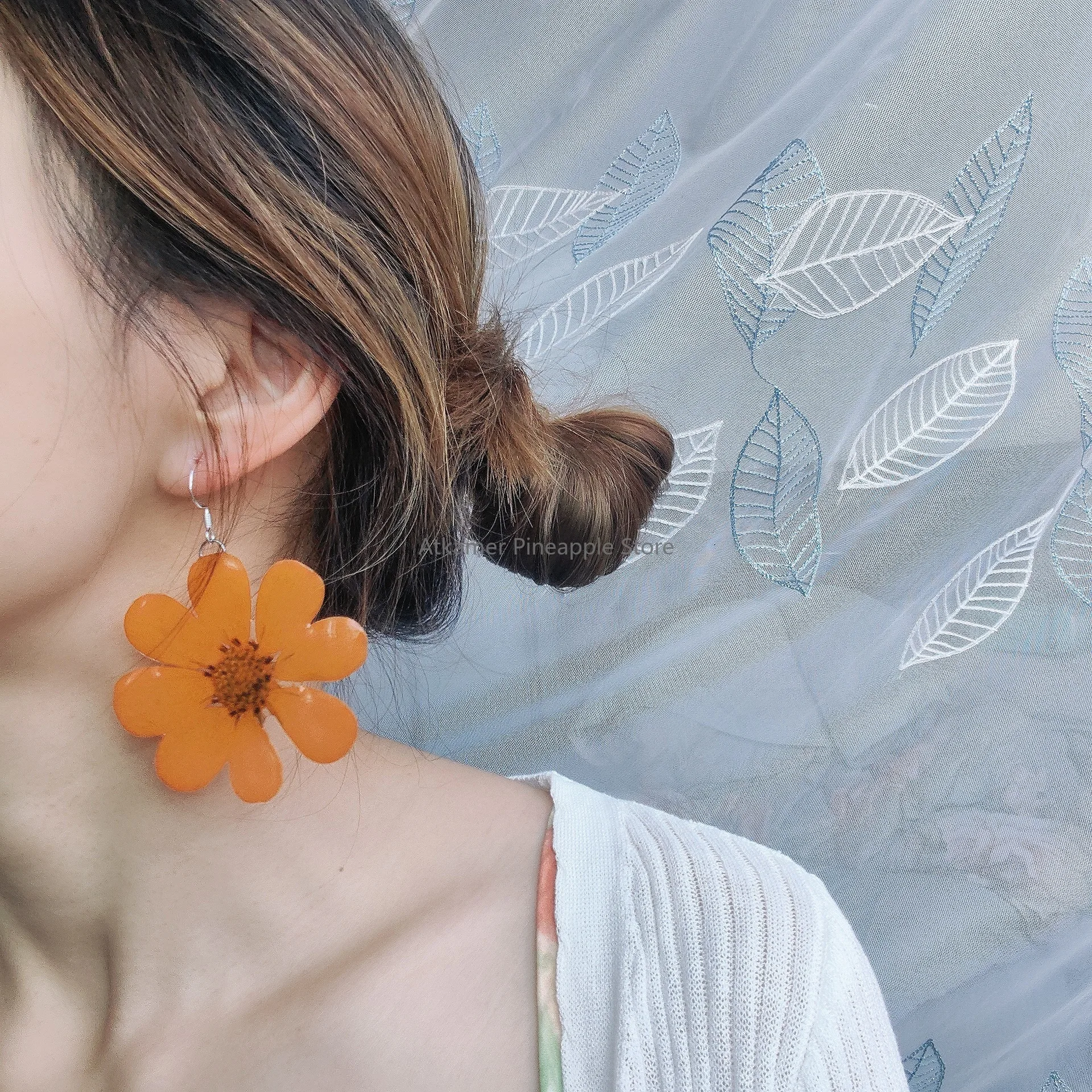 Unique Pressed Flower Earrings Handmaking Epoxy Elegant Natural Flower Earrings Handmaking Plant Jewelry Accessories Gift