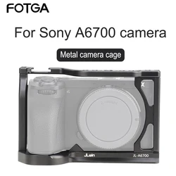 FOTGA Handheld Camera Cage Kit Protective For Sony A6700 1/4'' Threaded Hole Cold Shoe Mount For Arca Tripod Quick Release Plate