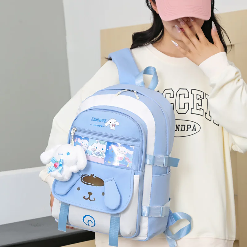 

Sanrioed Anime Large Capacity Backpack Kuromi Cinnamoroll My Melody Pom Pom Purin Cute Cartoon Schoolbag Shoulder Bag Gift