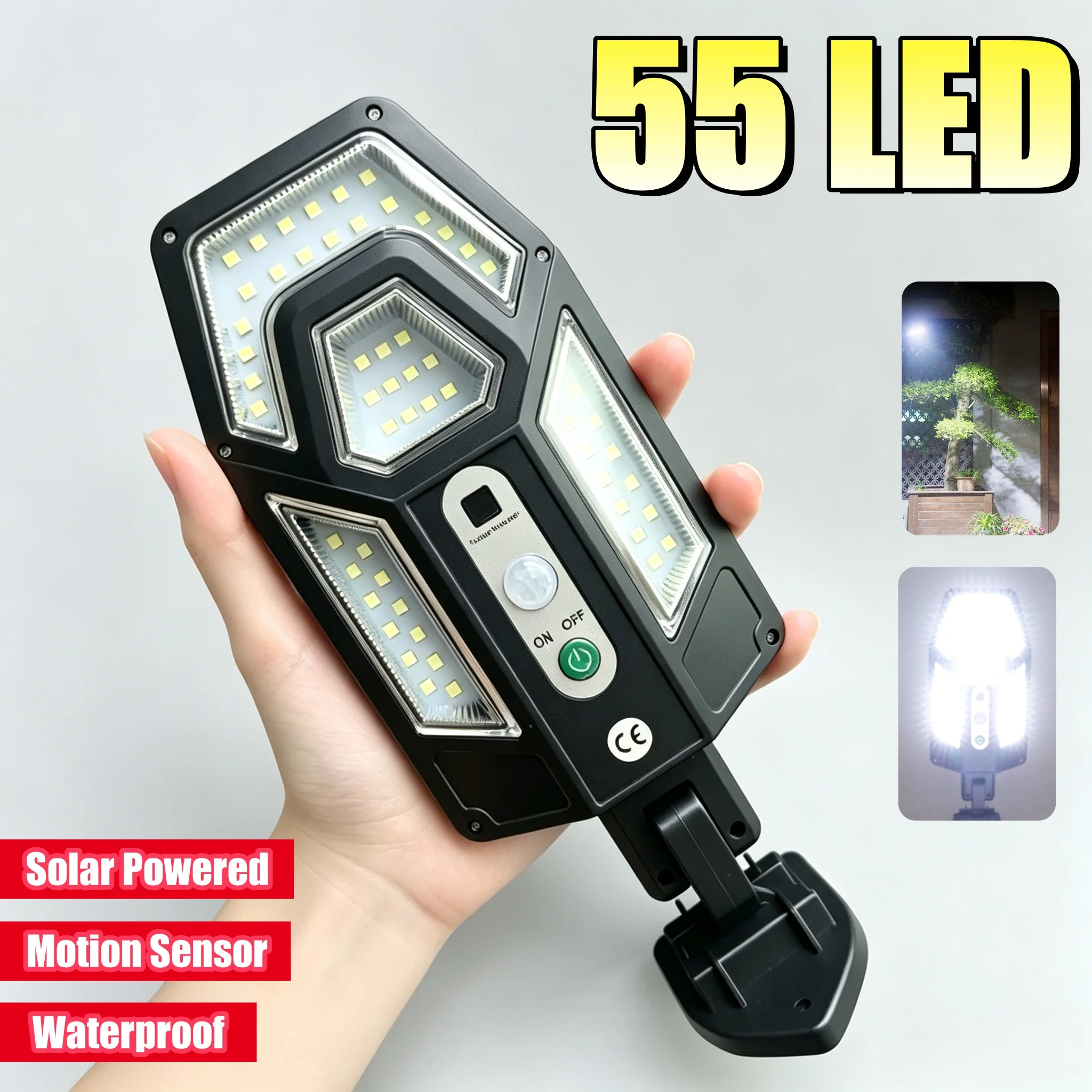 High Bright 55 LED Outdoor Solar Lamp Motion Sensor IP65 Waterproof  Solar Wall Light for Garden Yard Exterior Street Patio