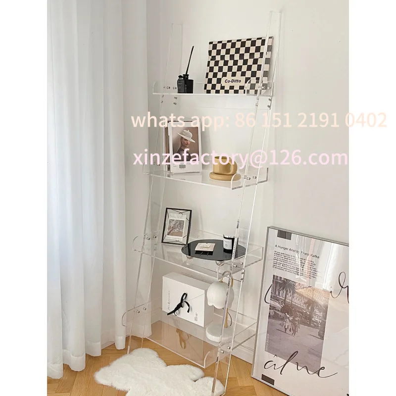 

Customizable Light Luxury American Acrylic Living Room Home Minimalist Style Floor Shelf Simple Picture Book Storage Display Mag