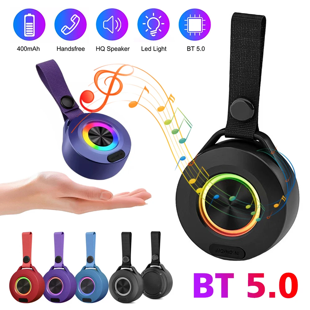 Portable Mini Speaker With 7LED RGB Light Bluetooth Speaker IPX4 Waterproof Outdoor Wireless Speaker Audio Stereo Subwoofer Loud