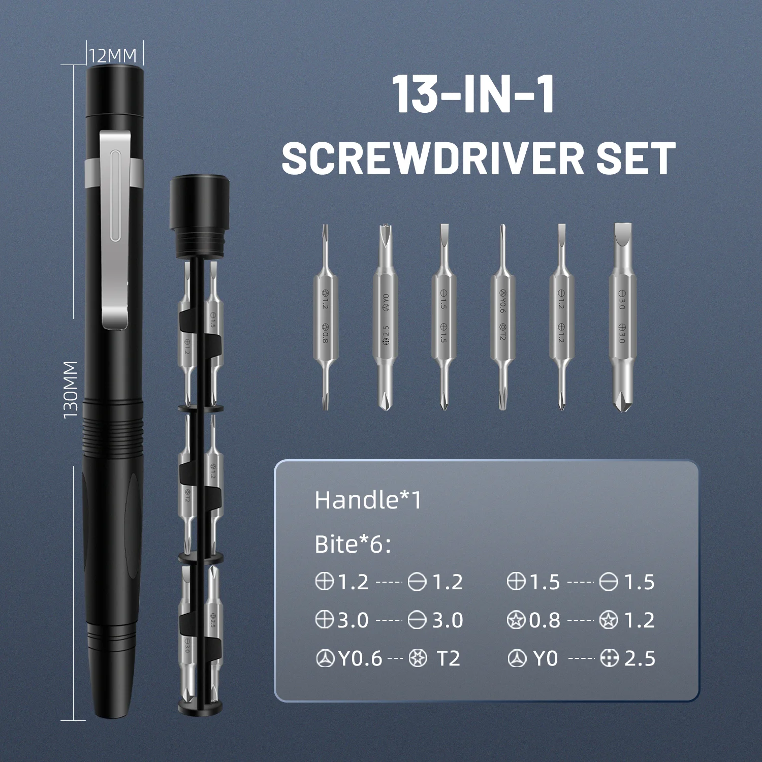 13 in 1 Precision Screwdriver Pen Set Portable Hidden Storage Multi-Function Repair Tool for Phone Computer Glasses Furniture