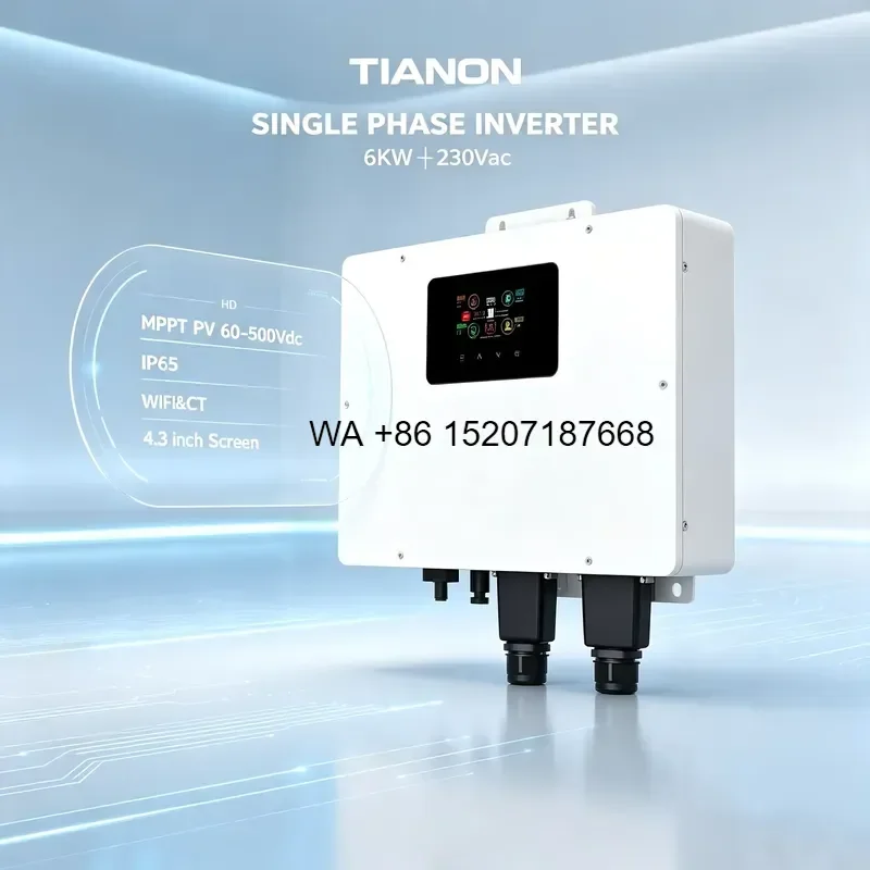 Wmwmnu 6kW Single Phase On Grid Tie Solar Inverter 60-500V MPPT Efficient for Home Residential Rooftop PV System